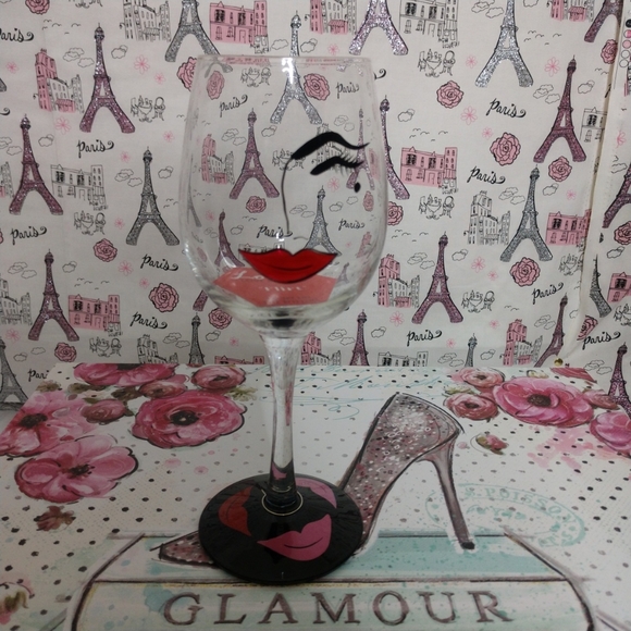 "Flirt" Hand Painted Wine Glass by Lolita RETIRED! - Picture 2 of 8